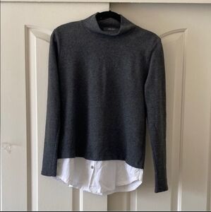 Coin 1904 Vintage Gray Women's Sweater with White Hem. Size L